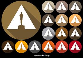 Botões coloridos do vetor com ícone da estatueta de Oscar