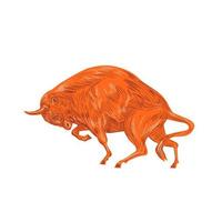 desenho de carregamento de bisão europeu vetor