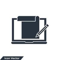 ilustração em vetor conteúdo ícone logotipo. documento no modelo de símbolo de laptop para coleção de design gráfico e web