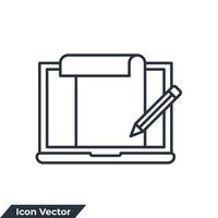 ilustração em vetor conteúdo ícone logotipo. documento no modelo de símbolo de laptop para coleção de design gráfico e web