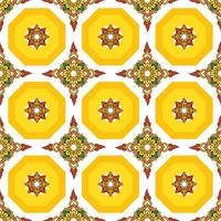 decoração de flores amarelas de filigrana tailandesa padrão sem costura papel de parede de fundo de embrulho de presente vetor