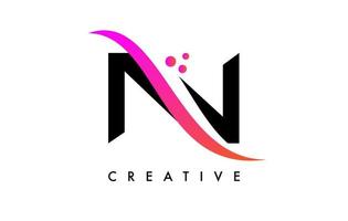 n letter design de logotipo com swoosh criativo elegante e vetor de pontos