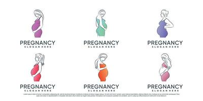 conjunto de pacote de design de logotipo de mulheres grávidas com conceito criativo vetor