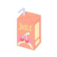 ilustração de clipart isolado bonito desenhado à mão de embalagem de caixa de suco de cereja vetor
