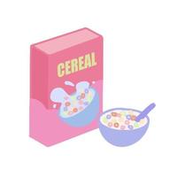 ilustração de clipart isolado bonito desenhado à mão de cereal matinal com uma tigela vetor