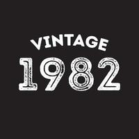 1982 design de camiseta retrô vintage vector fundo preto