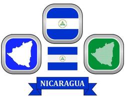 mapear a bandeira do botão e o símbolo da Nicarágua em um fundo branco vetor