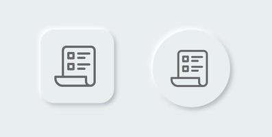ícone de linha de lista no estilo de design neomórfico. ilustração vetorial de sinais de lista de verificação. vetor