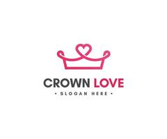 logotipo do amor da coroa vetor