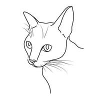 desenho de linha preta de vetor de um contorno de gato em um fundo branco.