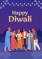 modelo de banner de vetor plano de celebração de diwali. cartaz de feriado indiano tradicional, desenhos de cores para impressão de folhetos. página de flyer editável com espaço de texto