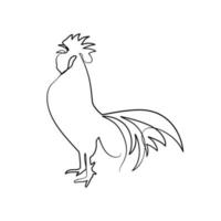desenho de linha contínua de fazenda de animais de galinha galo vetor