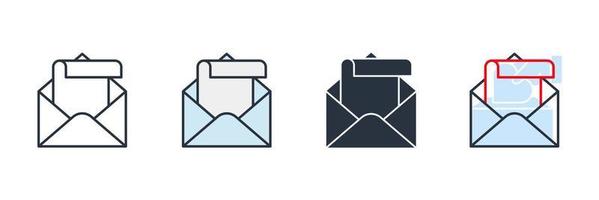 ilustração em vetor logotipo do ícone do boletim informativo. modelo de símbolo de envelope e papel para coleção de design gráfico e web