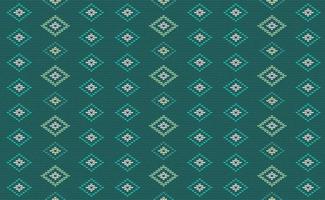 padrão étnico de malha, fundo antigo de ponto cruzado vetorial, estilo de fio contínuo bordado, padrão verde e branco repetitivo indiano, design para tecido, cortina, impressão, tapeçarias vetor