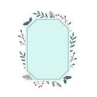 moldura decorativa com plantas de inverno. espaço de cópia de borda vetorial para um cartão postal, decoração de casamento ou banner sazonal. ilustração botânica estética vetor