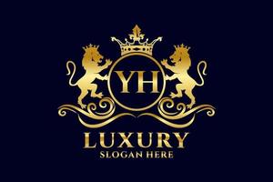 modelo de logotipo de luxo real de leão de letra yh inicial em arte vetorial para projetos de marca luxuosos e outras ilustrações vetoriais. vetor