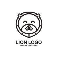 design de logotipo de rosto de leão fofo vetor
