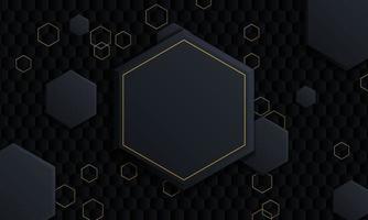 fundo hexagonal escuro e dourado gradiente. vetor