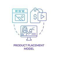 ícone de conceito gradiente azul modelo de colocação de produto. menção da marca online. criador de negócios modelo idéia abstrata ilustração de linha fina. desenho de contorno isolado. vetor