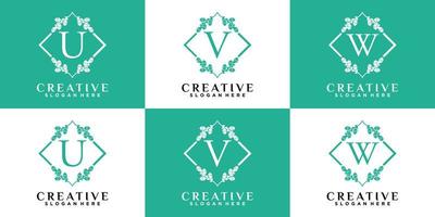 design de logotipo monograma inicial posterior uvw com estilo e conceito criativo vetor