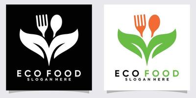 design de logotipo de comida ecológica com estilo e conceito criativo vetor