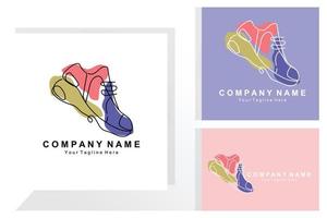 design de logotipo de sapato de tênis, ilustração vetorial de calçados jovens de tendências, conceito funky simples vetor