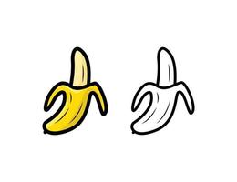 ilustração de logotipo de frutas de banana desenhada de mão vetor