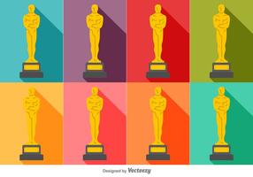 Conjunto colorido do vetor dos ícones da estátua de Oscar