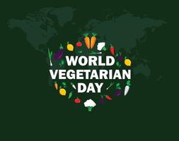 conceito de dia mundial do vegetariano. dia mundial da comida com conceito de família. modelo para plano de fundo, banner, cartão, pôster. ilustração vetorial. vetor