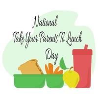nacional leve seus pais para o dia do almoço, ideia para pôster, banner, panfleto ou cartão postal vetor