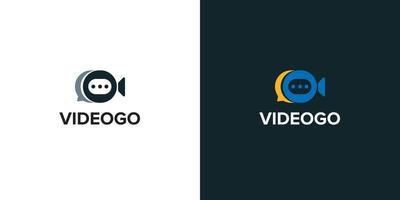 logotipo da videoconferência com o bate-papo da bolha. transmissão de vídeo. ícone de símbolo de vídeo perfeito para aplicativo de logotipo vetor