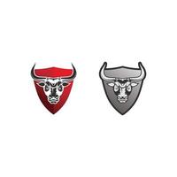 logotipo de touro de escudo abstrato, ícone de logotipo de emblemas de chifre vetor