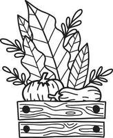 cestas de madeira desenhadas à mão para ilustração de frutas e legumes vetor