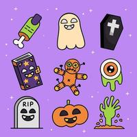 coleção de elementos de halloween desenhada à mão. vetor