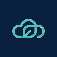 logotipo simples moderno de linha de nuvem de folha vetor