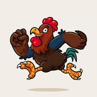 personagem de desenho animado de logotipo de frango correndo vetor