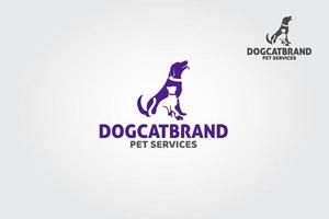 modelo de logotipo de vetor de marca de gato de cachorro. pode ser usado para serviços para animais de estimação, clínica veterinária, hotel para animais de estimação, pet shop, site relacionado a outros animais, produto, organizações sem fins lucrativos ou muitos tipos de projeto, etc.