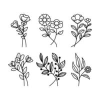 coleção floral de tatuagem minimalista vetor