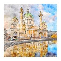 viena áustria esboço em aquarela ilustração desenhada à mão vetor