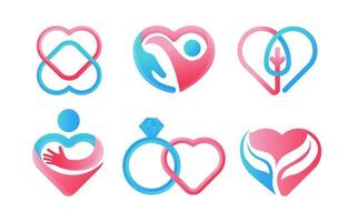 conjunto de conceito de logotipo de coração vetor