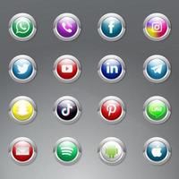 ícone de mídia social redondo botão 3d vetor