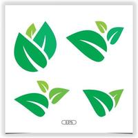 conjunto de ícones vetoriais de inspiração de design de logotipo de folha verde vetor