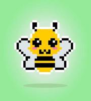 abelha de pixel 8 bits. ativos de jogos de animais em ilustração vetorial. vetor
