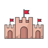 ícone de cor de contorno do castelo de areia vetor