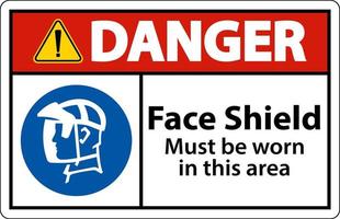 escudo facial de perigo deve ser usado sinal em fundo branco vetor