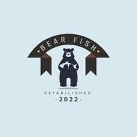modelo de design de logotipo de peixe urso pardo para marca ou empresa e outros vetor