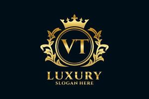 modelo de logotipo de luxo real carta inicial vt em arte vetorial para projetos de marca de luxo e outras ilustrações vetoriais. vetor