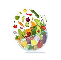 legumes frescos, salada, alimentos orgânicos, produtos naturais. vetor