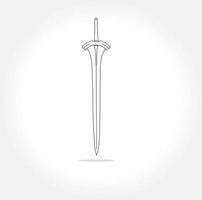 espada de cavaleiro. armas isoladas do guerreiro. arte de ícone simples, espada de braços de aço frio vetor