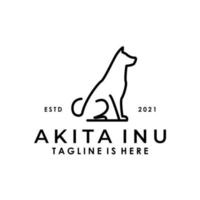 vetor de design de logotipo minimalista simples cão akita inu